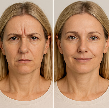 Antes y después del tratamiento de entrecejo